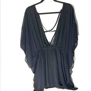 Time and Tru Black Swiss Dot Swimsuit Coverup -Size 2X